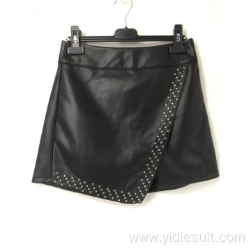 Women's Black High Waisted Mini Culottes